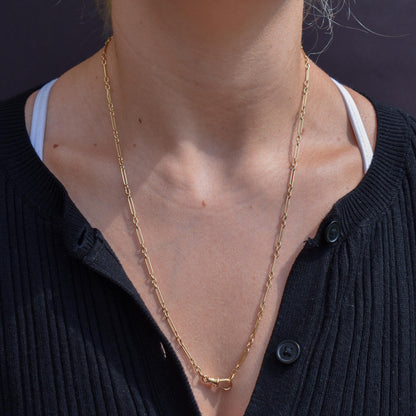 Antique 9ct Yellow Gold Paperlink Chain with Dog Clip | 22.25" Length