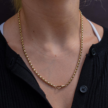 Antique Victorian 9ct Gold Faceted Link Chain Necklace with Dog Clip | 20"