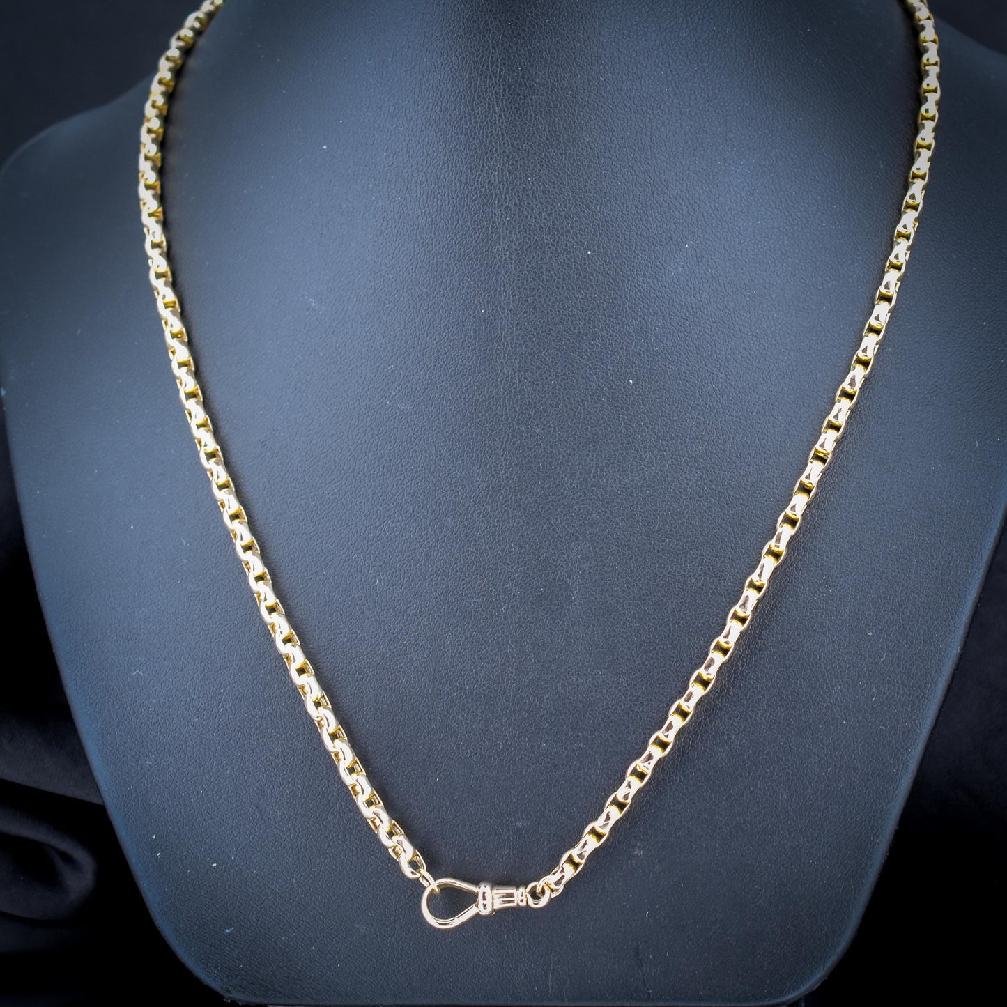 Antique Victorian 9ct Gold Faceted Link Chain Necklace with Dog Clip | 20"