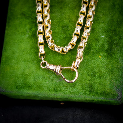 Antique Victorian 9ct Gold Faceted Link Chain Necklace with Dog Clip | 20"