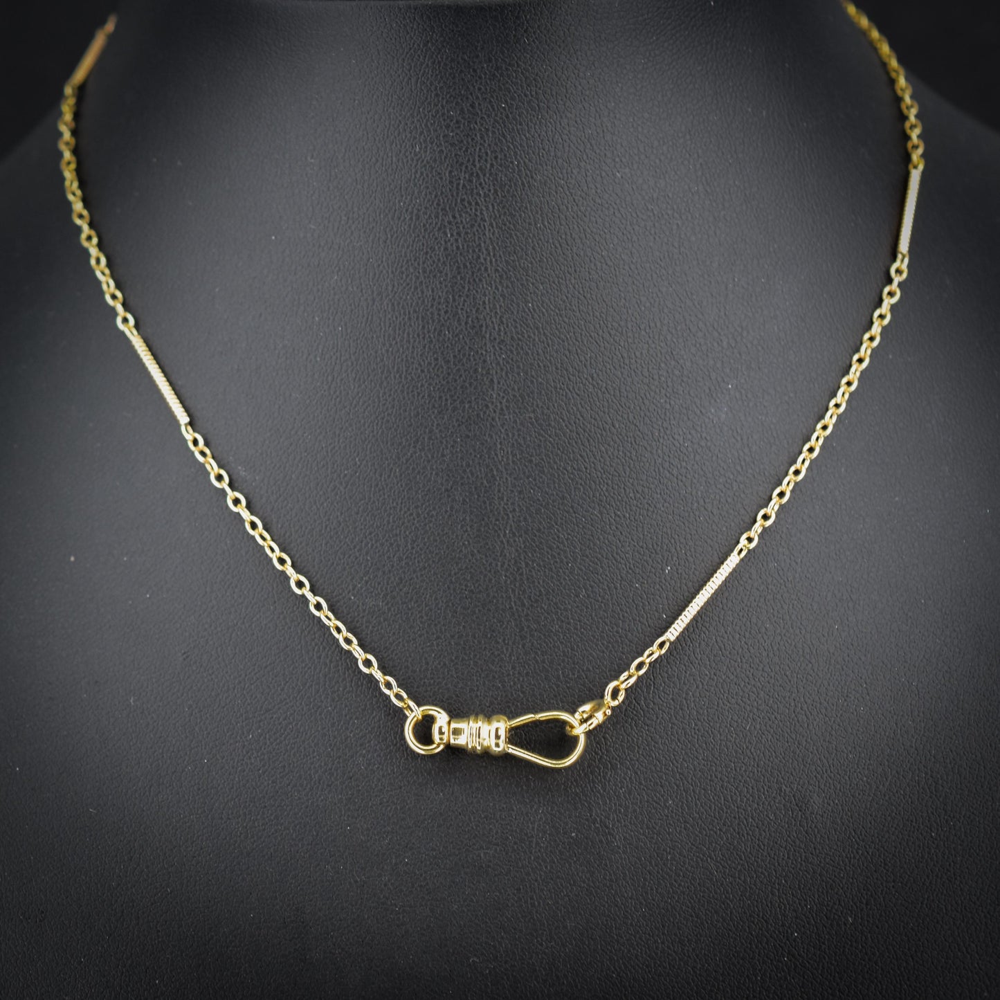 Vintage Fancy Link 10ct Yellow Gold 15.5″ Watch Chain Necklace