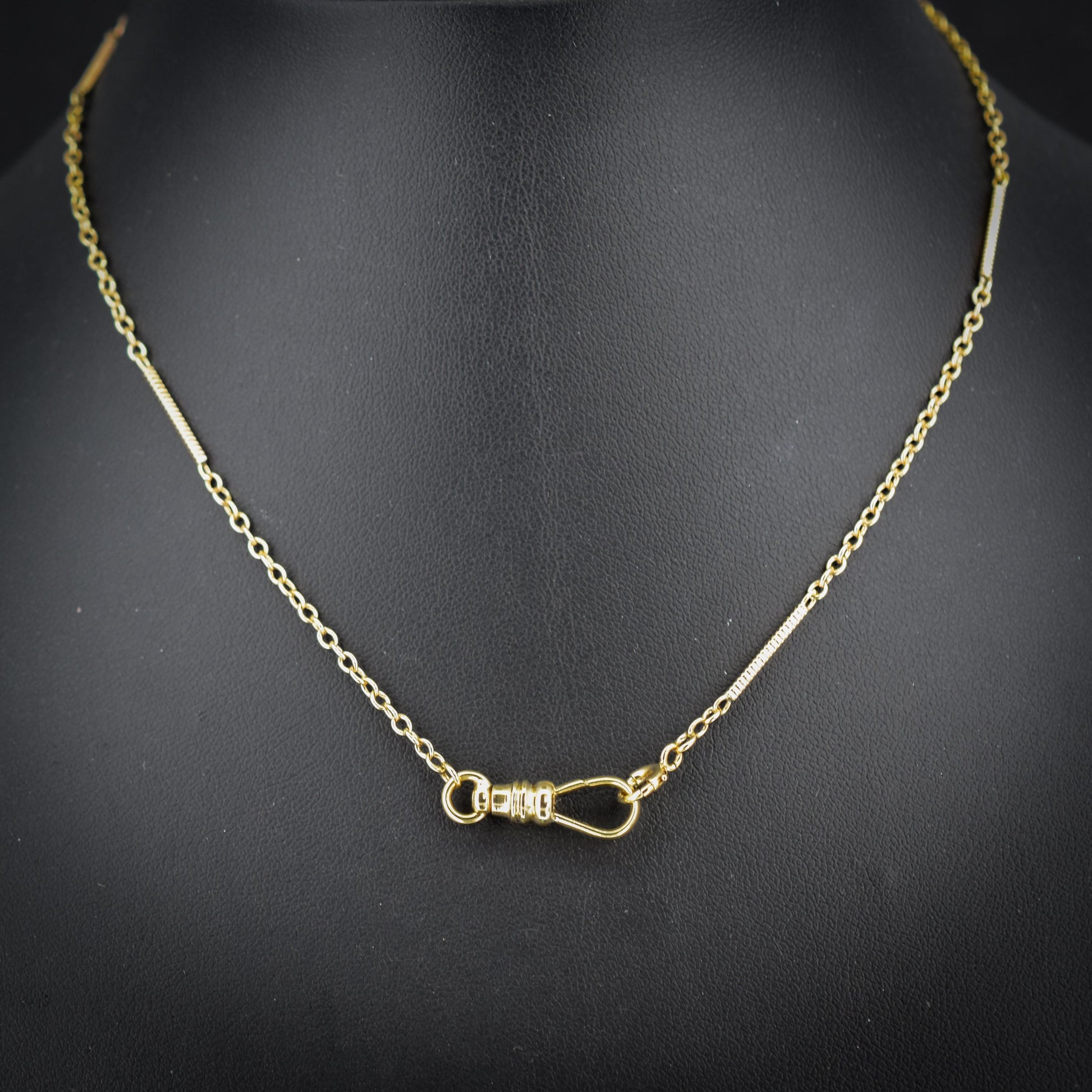 Vintage Fancy Link 10ct Yellow Gold 15.5″ Watch Chain Necklace