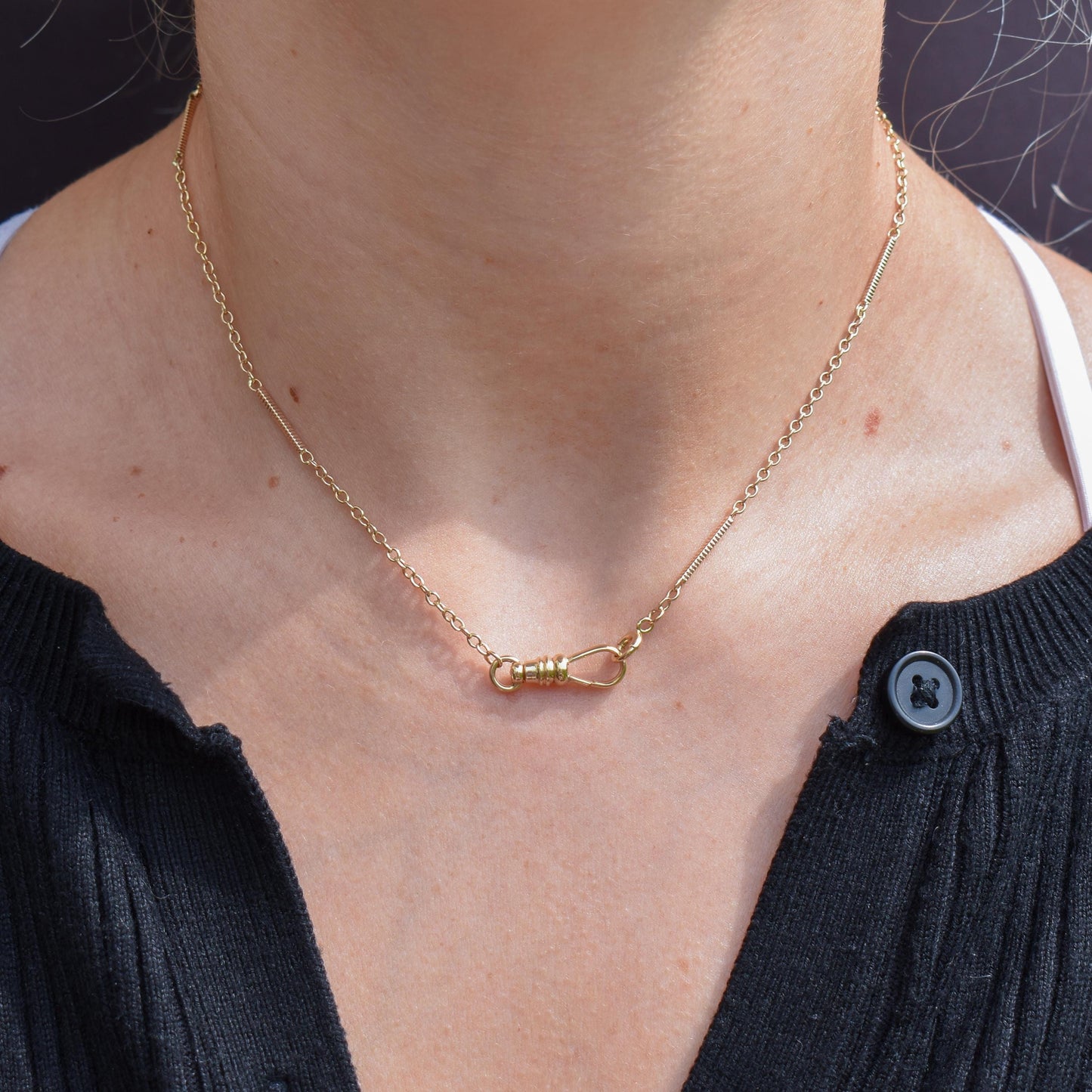 Vintage Fancy Link 10ct Yellow Gold 15.5″ Watch Chain Necklace