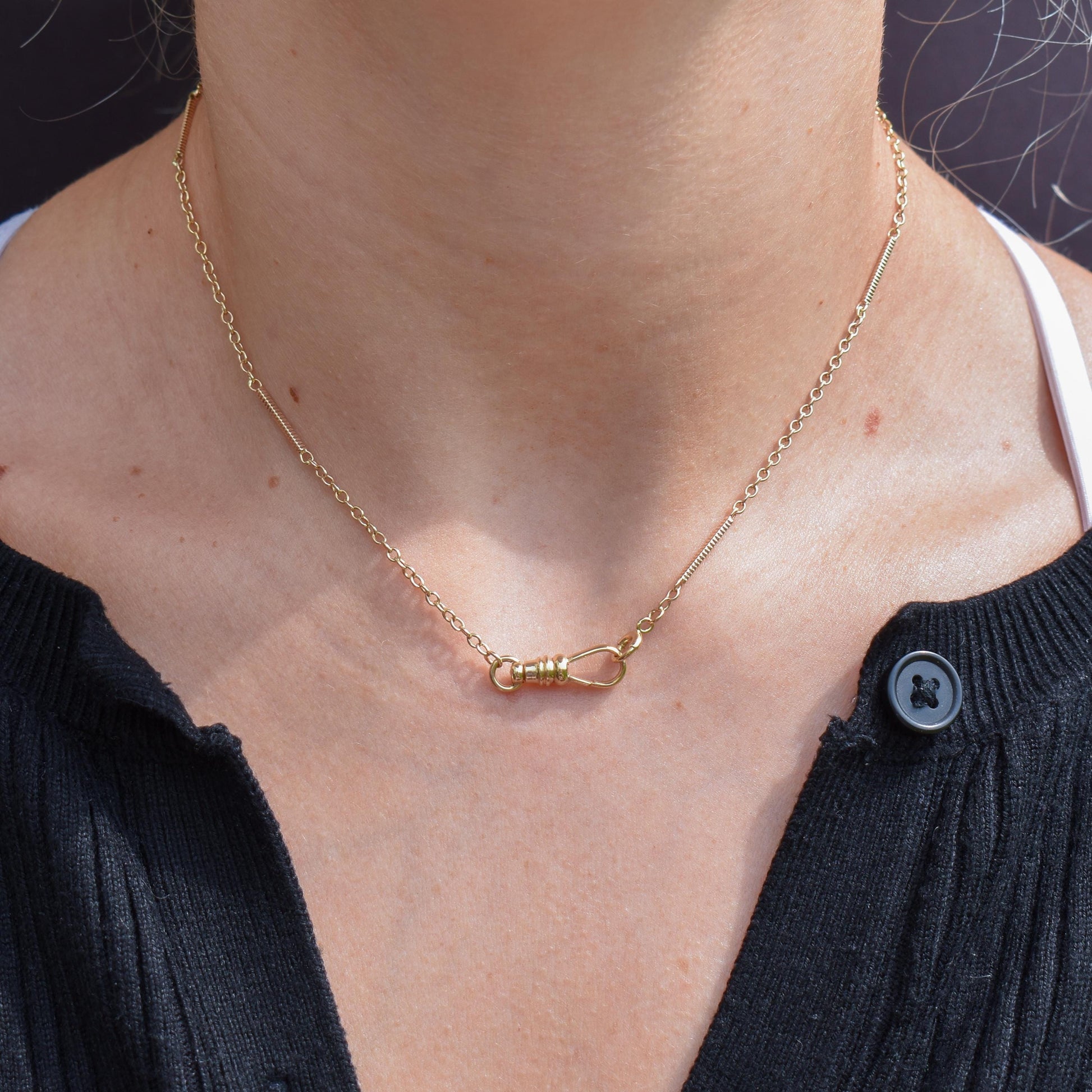 Vintage Fancy Link 10ct Yellow Gold 15.5″ Watch Chain Necklace