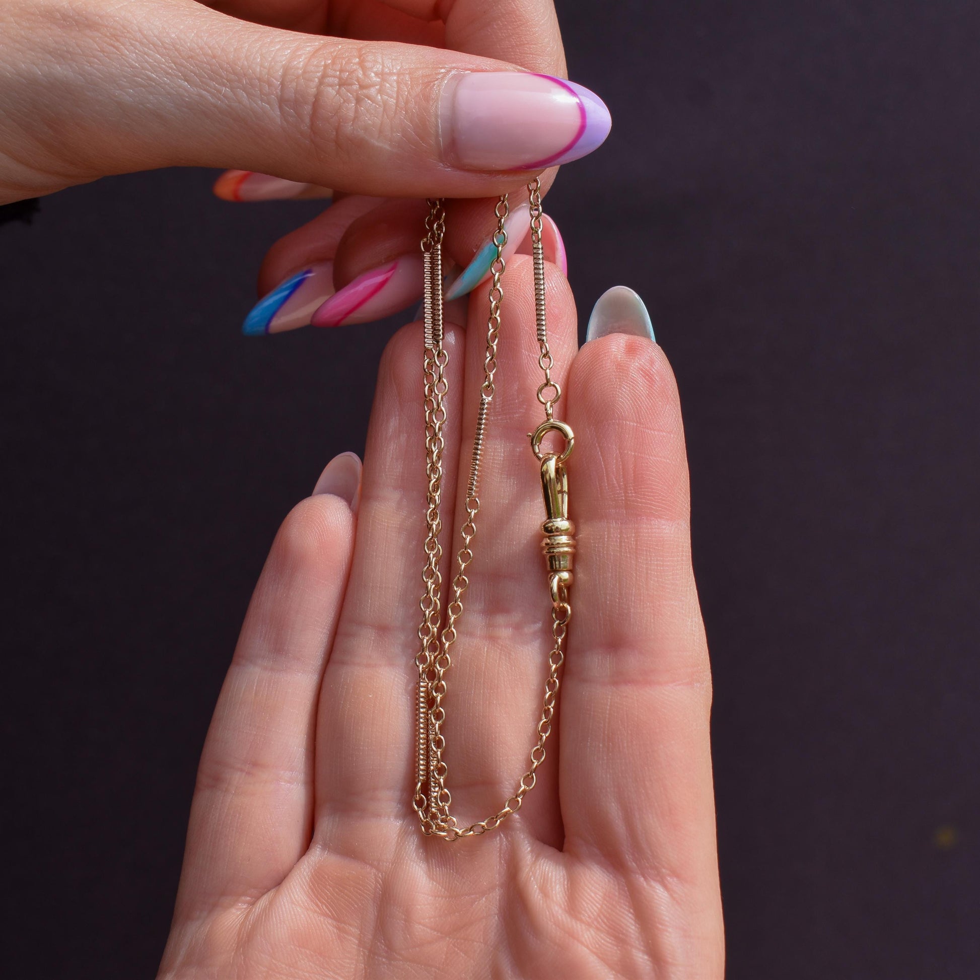 Vintage Fancy Link 10ct Yellow Gold 15.5″ Watch Chain Necklace