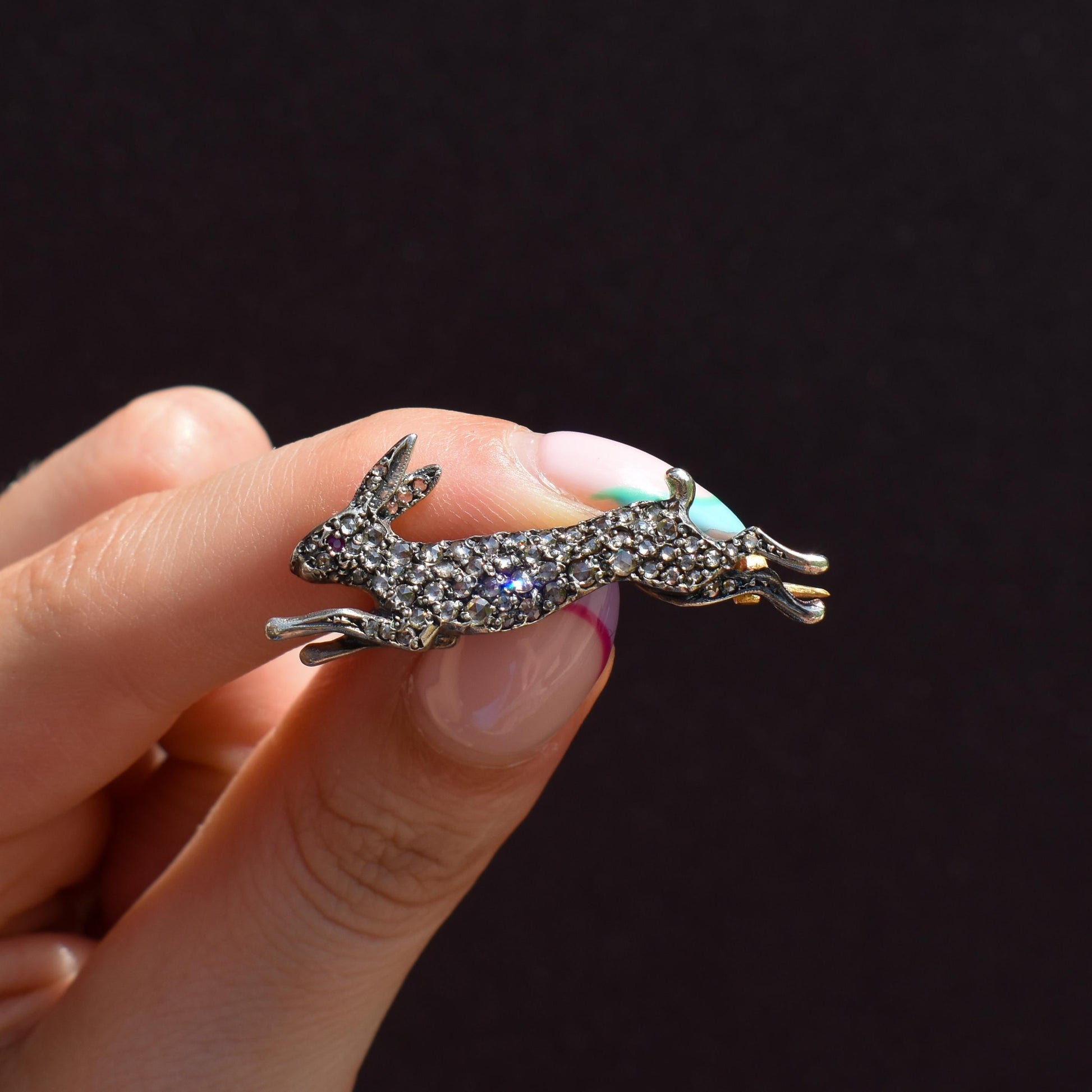 Antique Style 1.10ct Diamond Rabbit Hare Brooch Pin