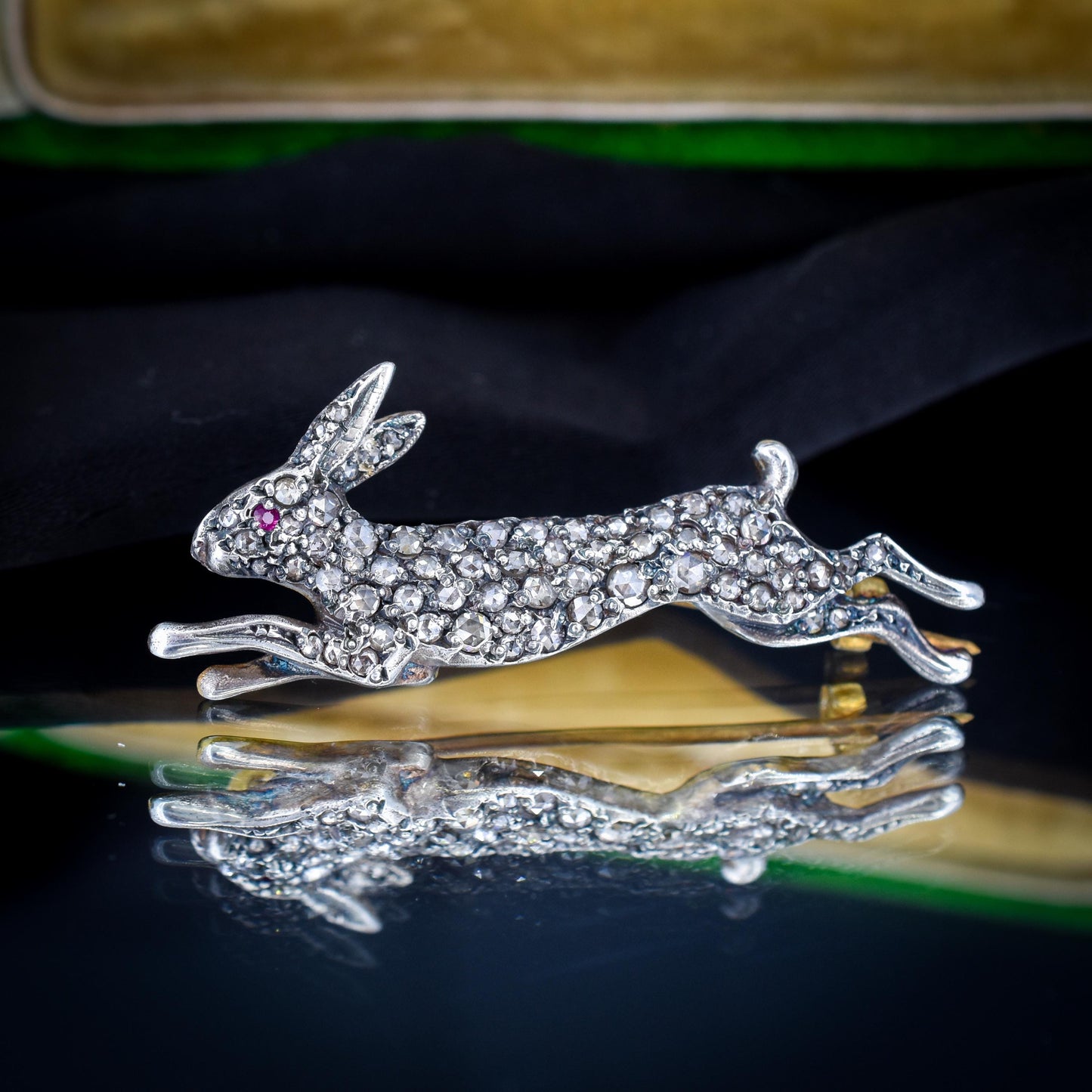 Antique Style 1.10ct Diamond Rabbit Hare Brooch Pin