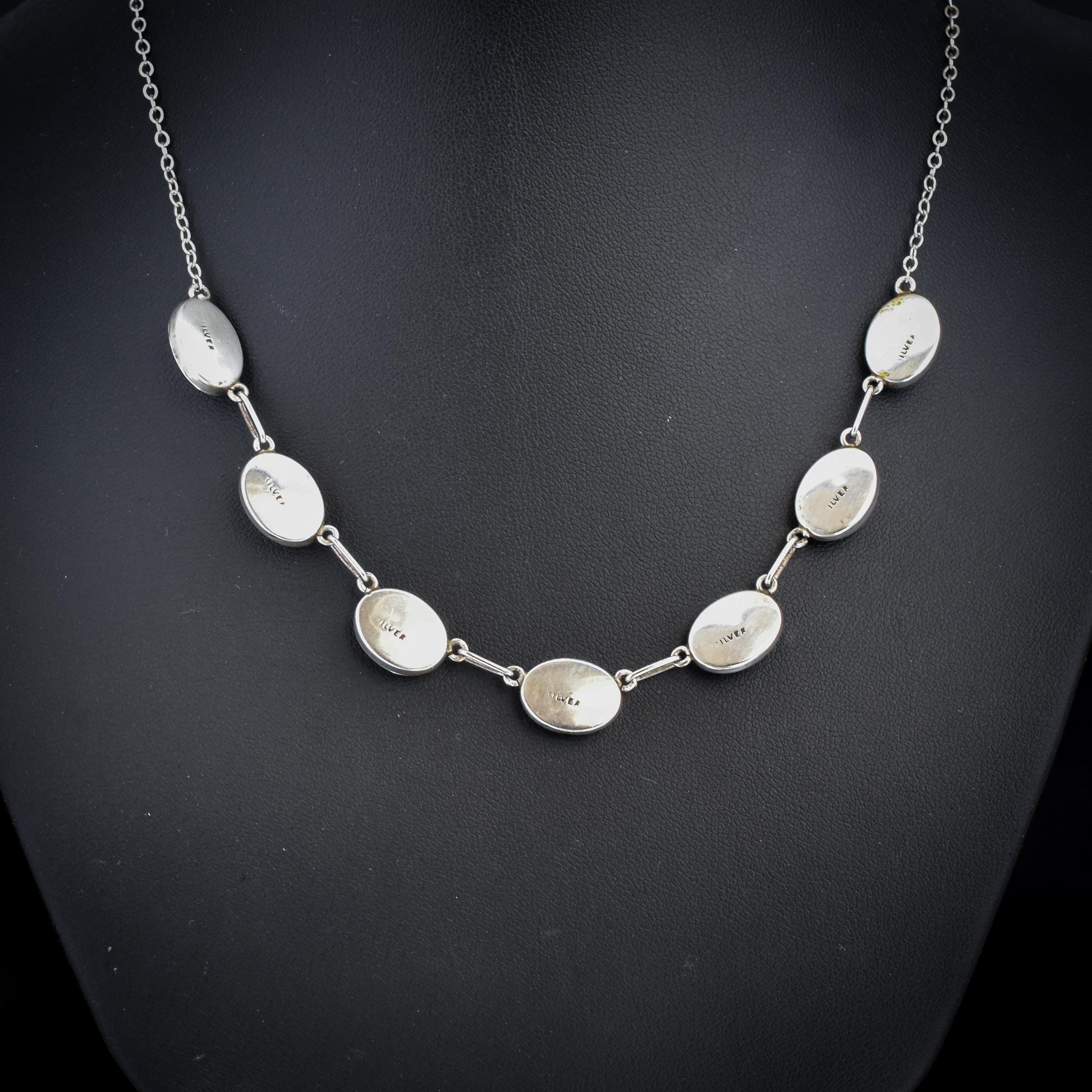 Art Deco Butterfly Wing Fringe Sterling Silver Necklace | 16.5"