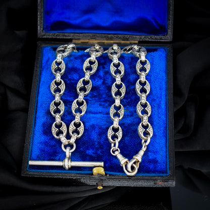 Vintage Sterling Silver 18.25" Mariner Anchor Link Chain Necklace with T-Bar