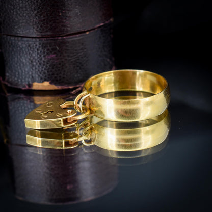 Antique Heart Padlock Drop 9ct Gold Band Ring