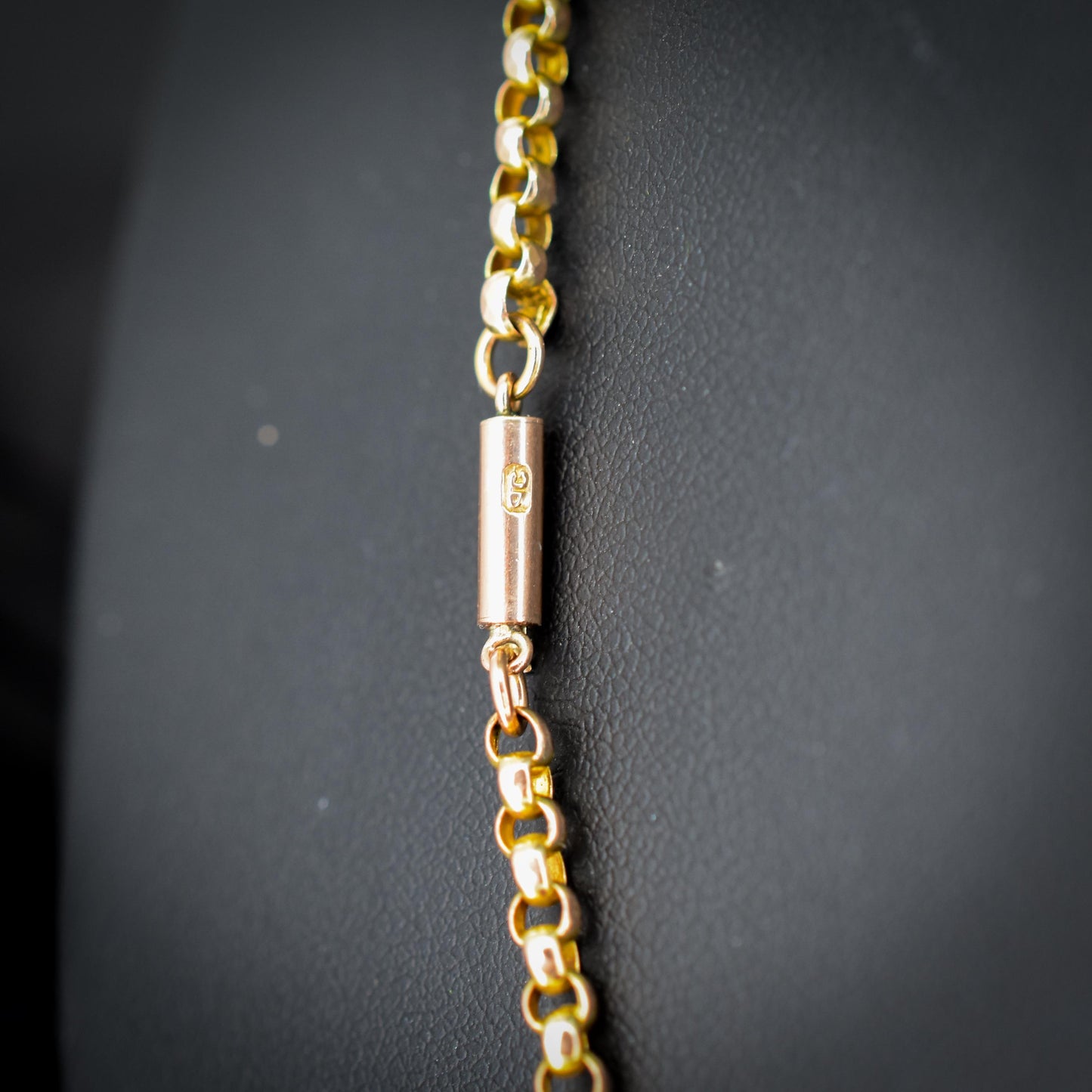 Antique 9ct Gold Faceted Belcher Link Chain Necklace with Barrel Clasp | 18.5"