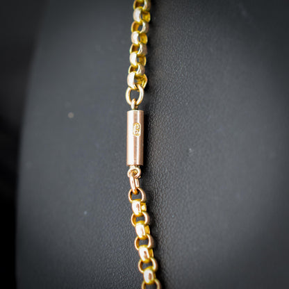 Antique 9ct Gold Faceted Belcher Link Chain Necklace with Barrel Clasp | 18.5"