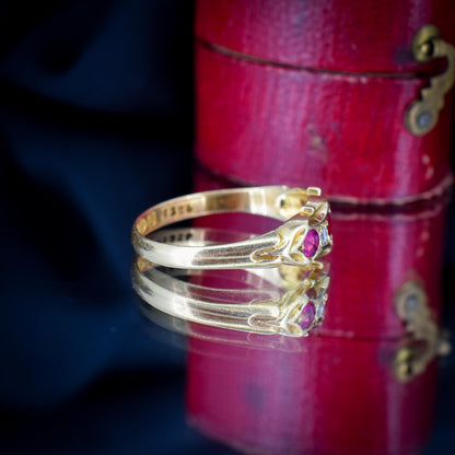 Antique Garnet, Ruby and Diamond 18ct Yellow Gold Ring | Chester 1906