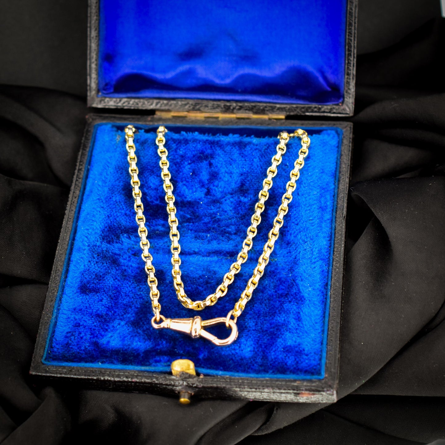 Antique 9ct Yellow Gold Oval Link Chain Necklace with Dog Clip |