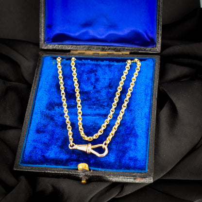 Antique 9ct Yellow Gold Oval Link Chain Necklace with Dog Clip |