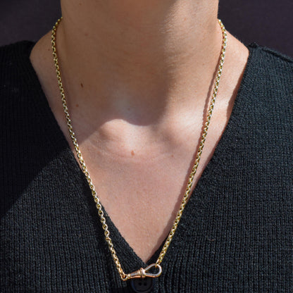 Antique 9ct Yellow Gold Oval Link Chain Necklace with Dog Clip |
