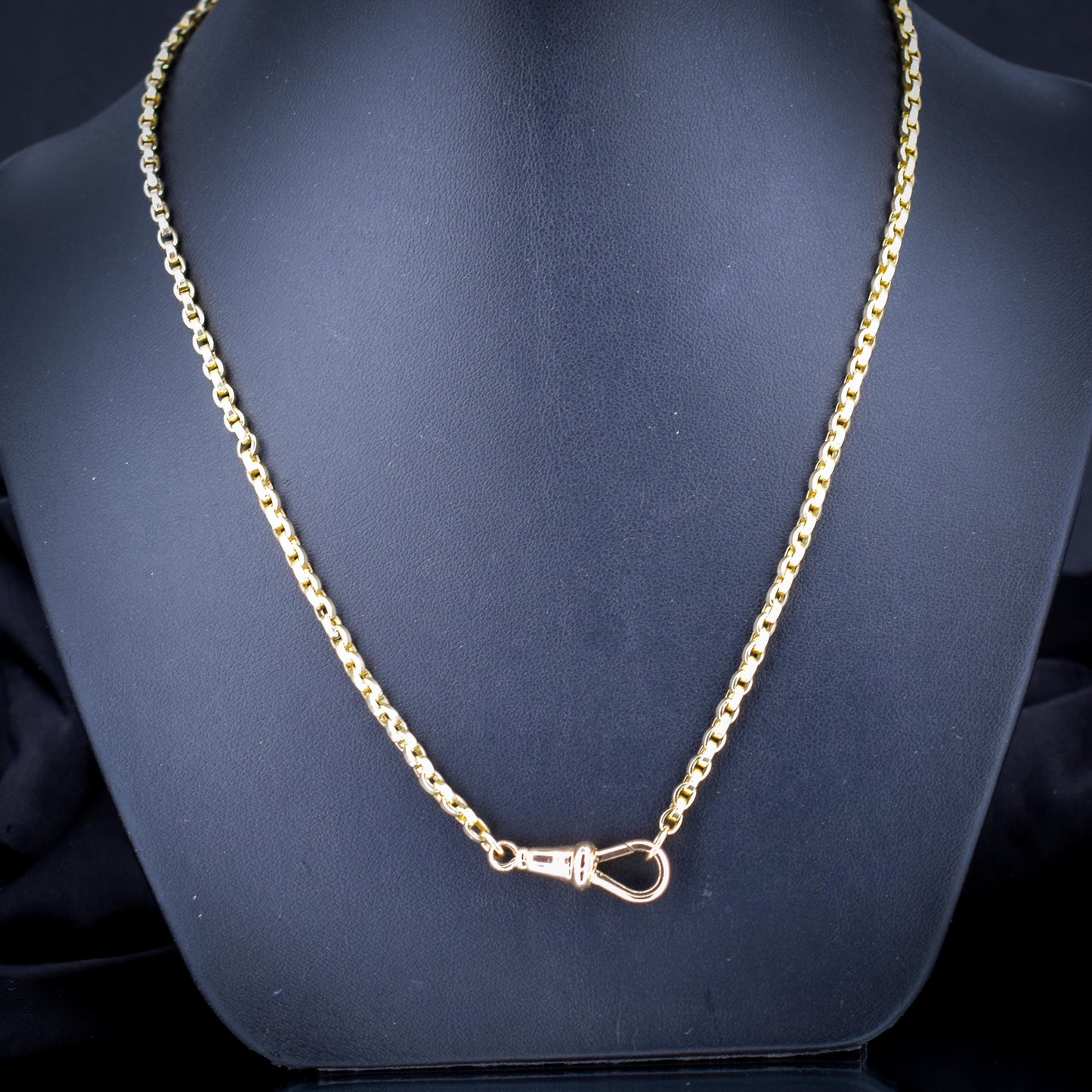 Antique 9ct Yellow Gold Oval Link Chain Necklace with Dog Clip |