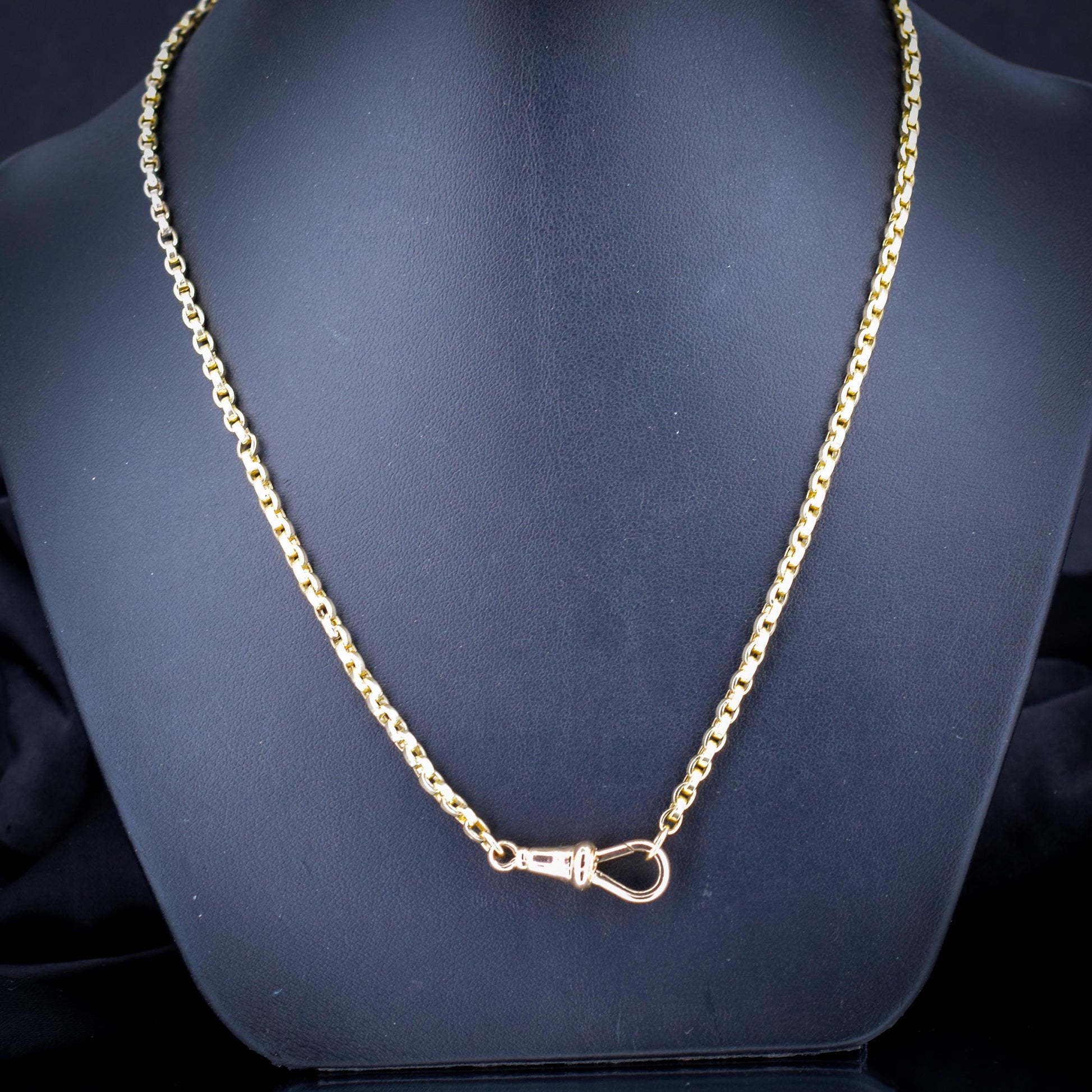 Antique 9ct Yellow Gold Oval Link Chain Necklace with Dog Clip |