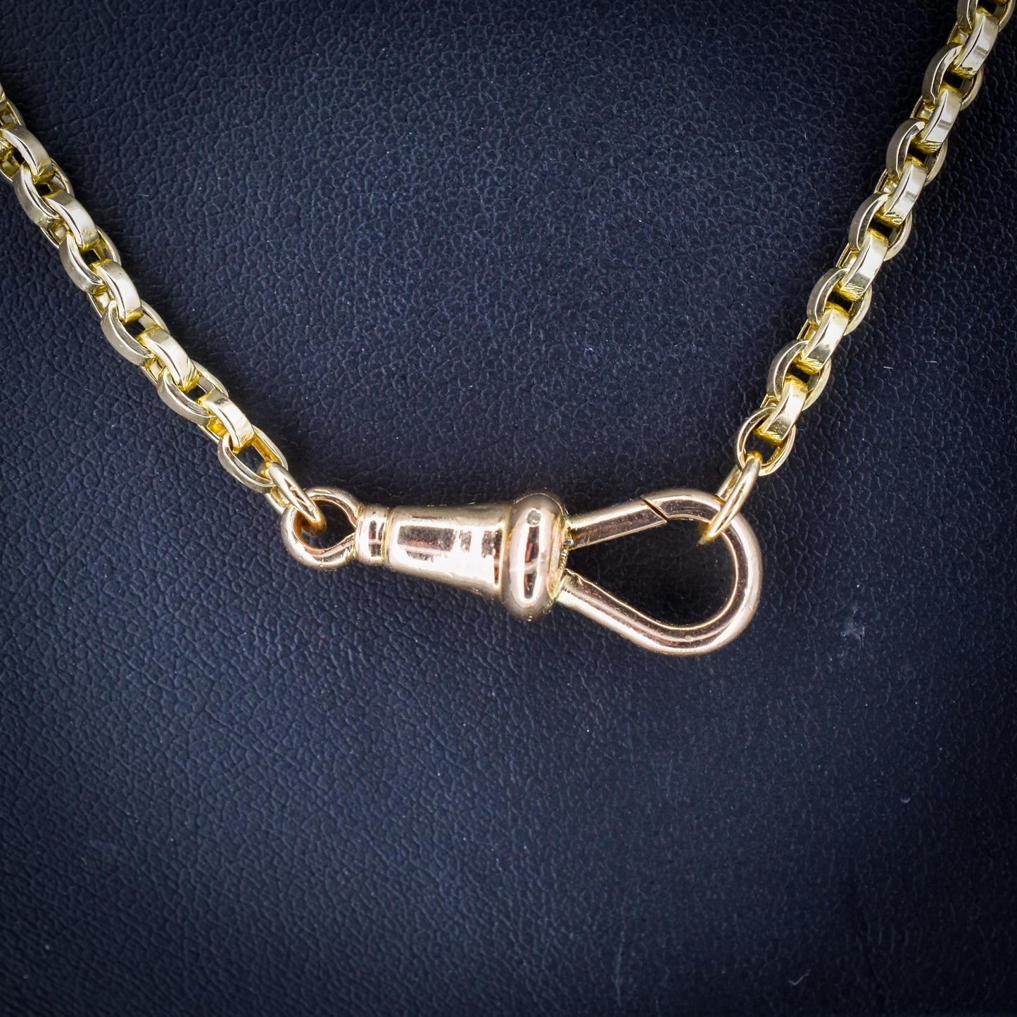 Antique 9ct Yellow Gold Oval Link Chain Necklace with Dog Clip |