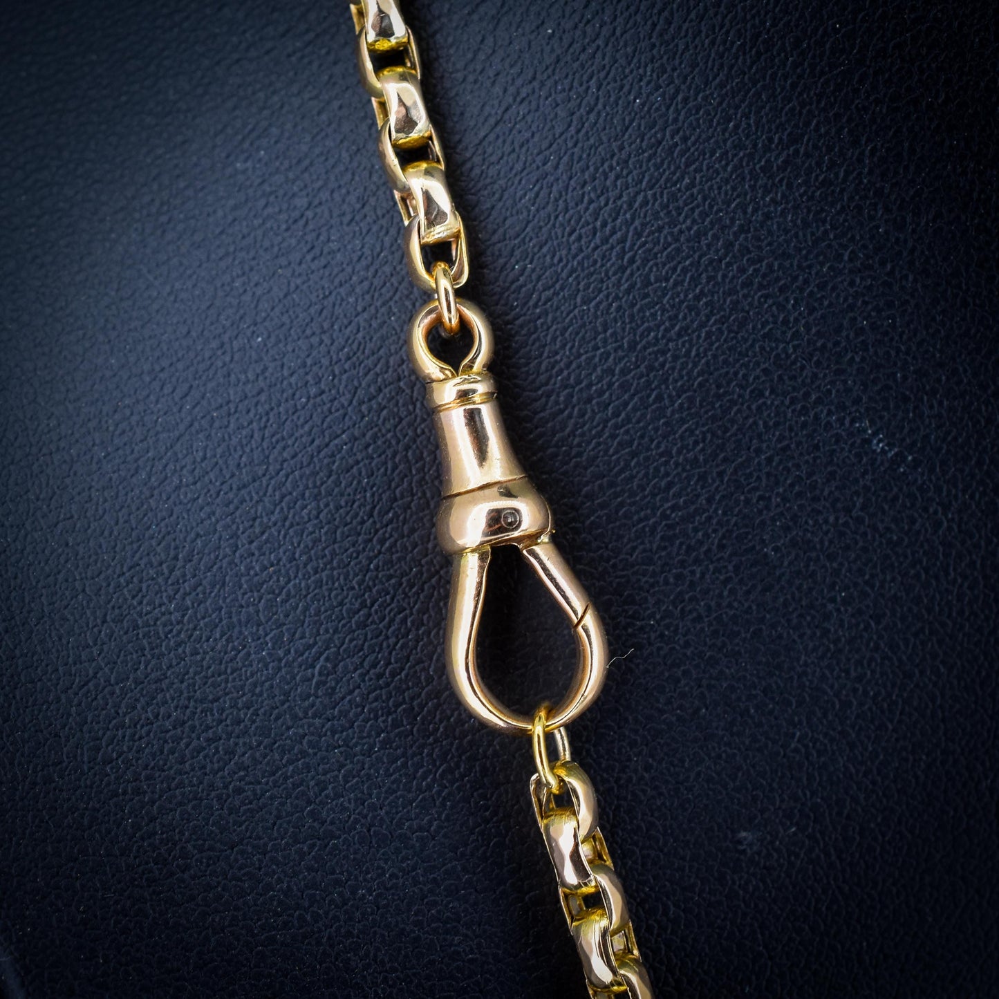 Antique Victorian 9ct Gold Faceted Link Chain Necklace with Dog Clip | 20"