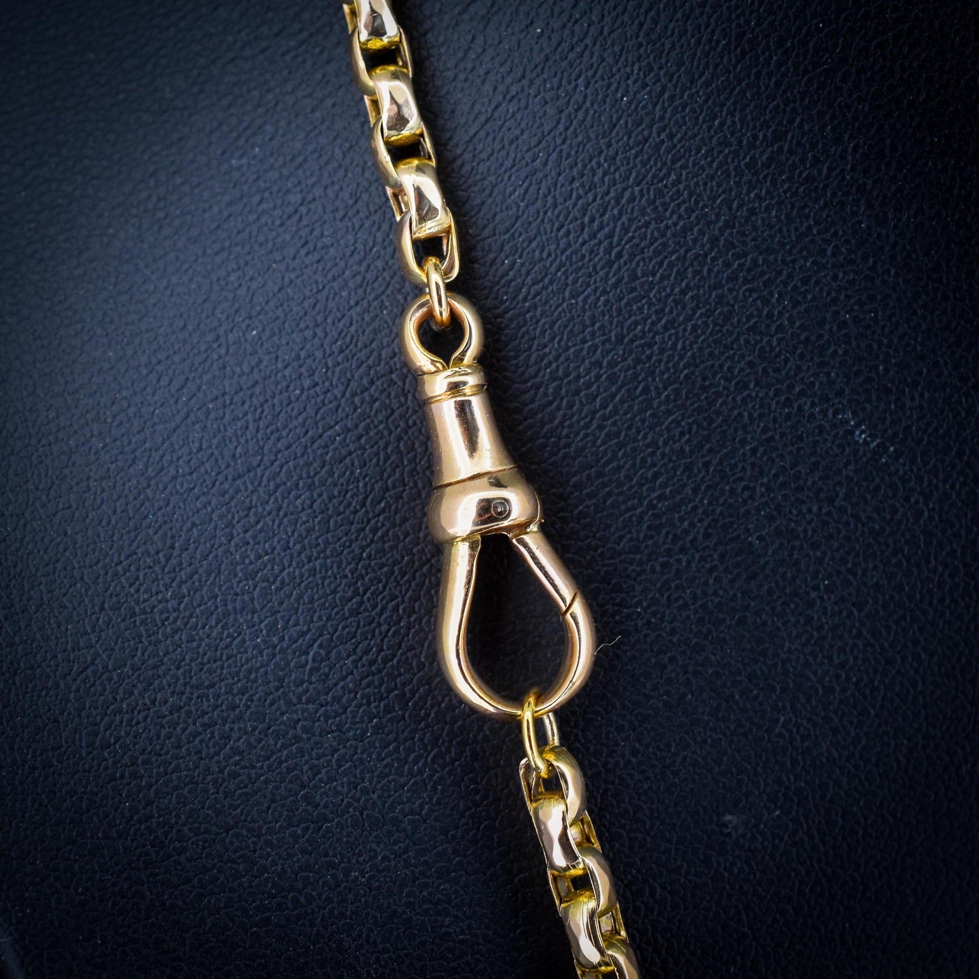 Antique Victorian 9ct Gold Faceted Link Chain Necklace with Dog Clip | 20"