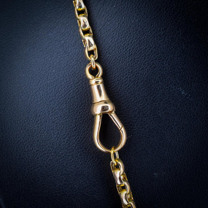 Antique Victorian 9ct Gold Faceted Link Chain Necklace with Dog Clip | 20"