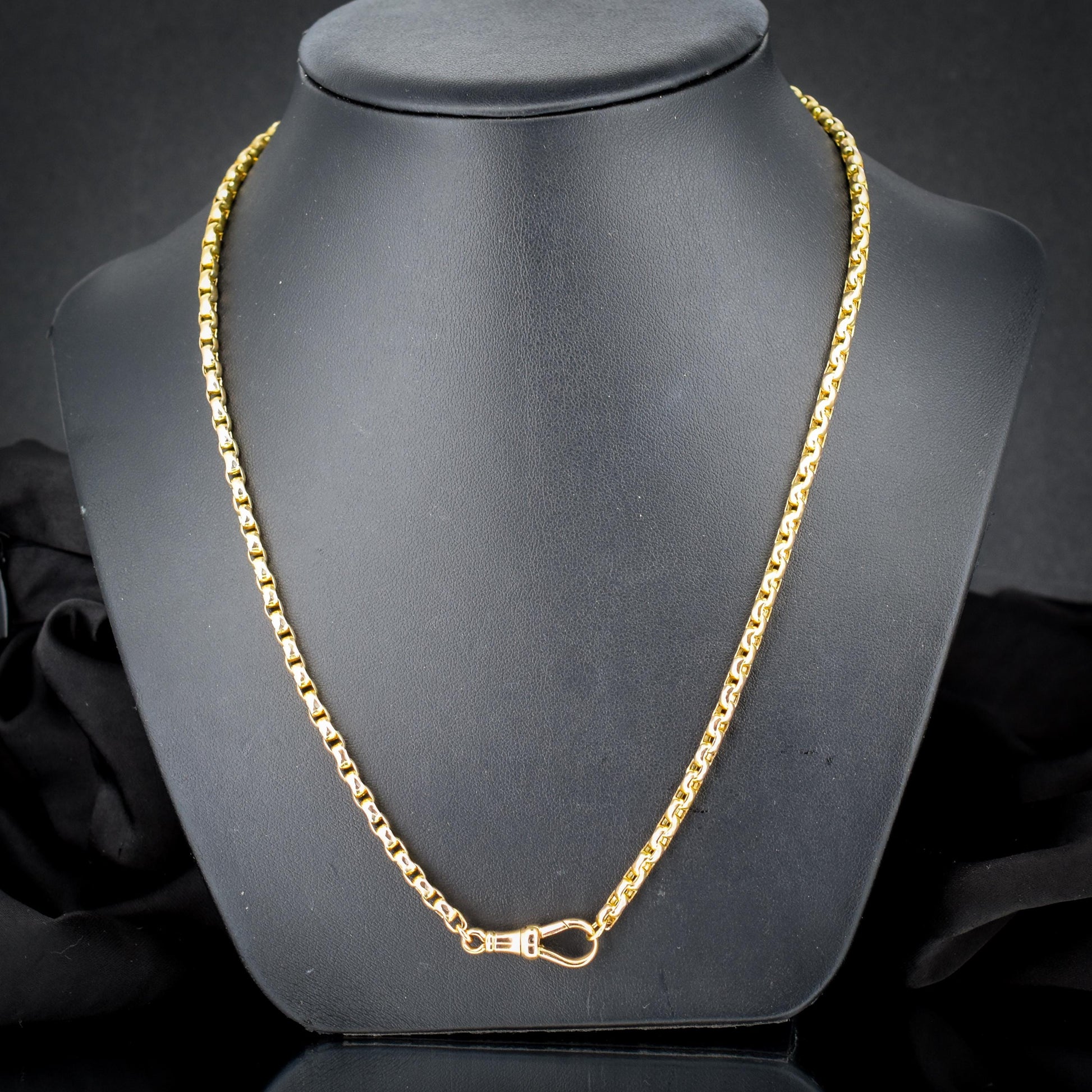 Antique Victorian 9ct Gold Faceted Link Chain Necklace with Dog Clip | 20"