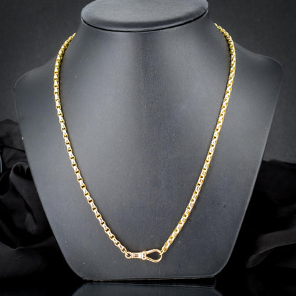 Antique Victorian 9ct Gold Faceted Link Chain Necklace with Dog Clip | 20"