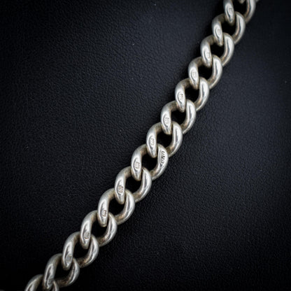 Antique Sterling Silver Curb Link Slider Double Albert Watch Chain – 17.25"