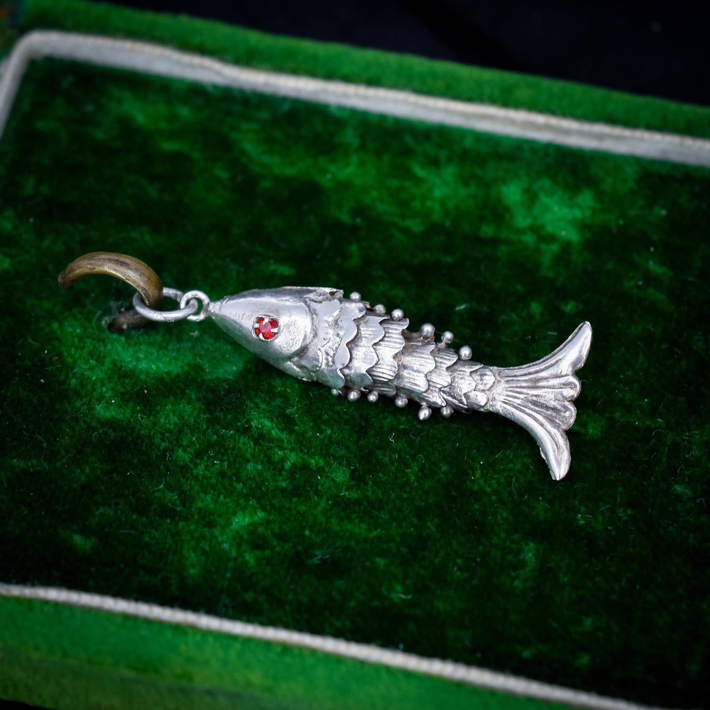 Vintage Silver Articulated Fish Charm Pendant