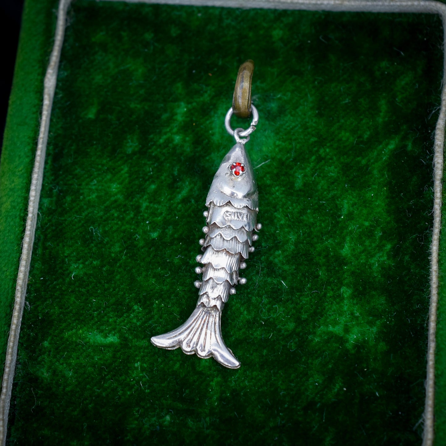 Vintage Silver Articulated Fish Charm Pendant