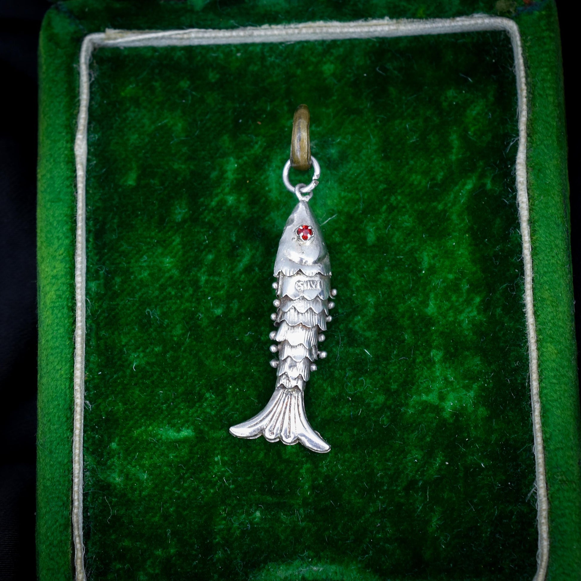 Vintage Silver Articulated Fish Charm Pendant