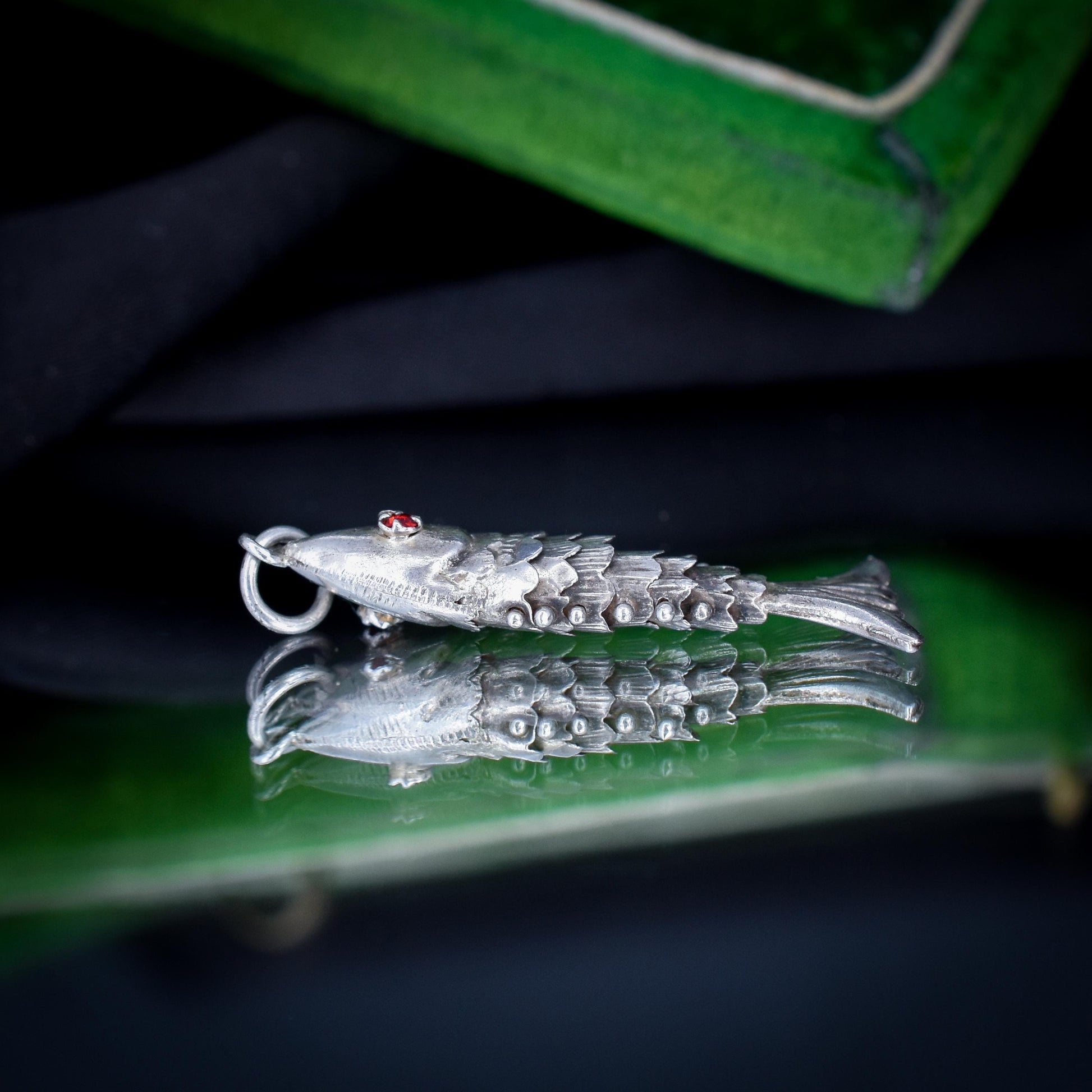 Vintage Silver Articulated Fish Charm Pendant