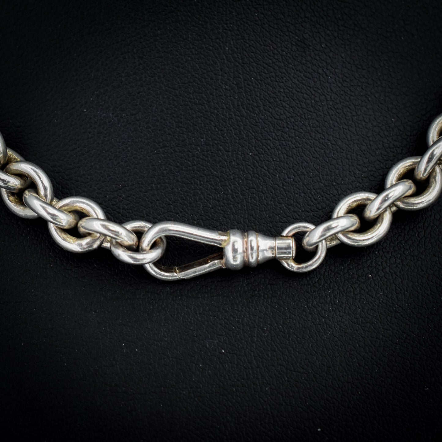 Vintage Sterling Silver Oval Cable Link Chain Necklace with Dog Clip – 16"