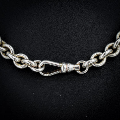 Vintage Sterling Silver Oval Cable Link Chain Necklace with Dog Clip – 16"