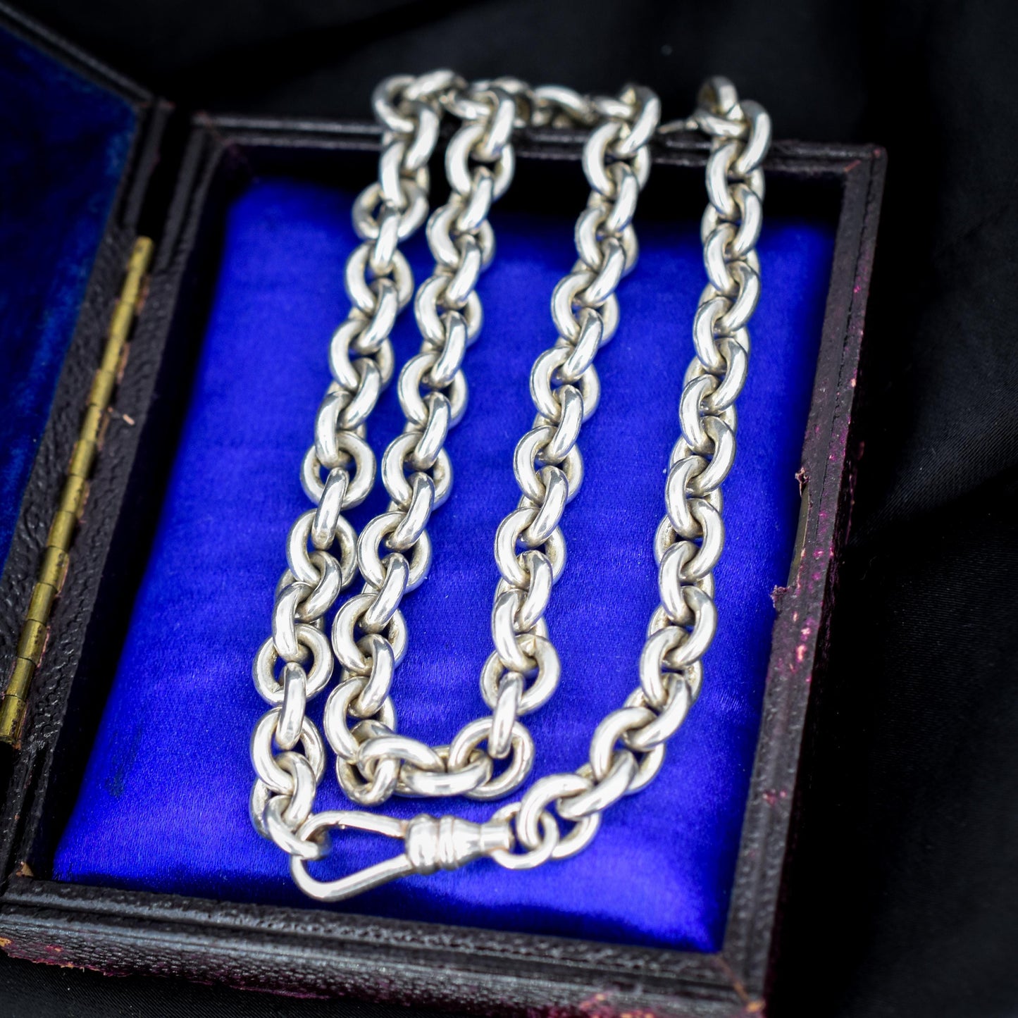 Vintage Sterling Silver Oval Cable Link Chain Necklace with Dog Clip – 16"