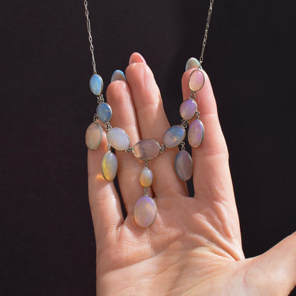 Antique Edwardian Opal Fringe Festoon Necklace | 16"