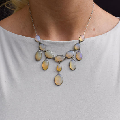 Antique Edwardian Opal Fringe Festoon Necklace | 16"