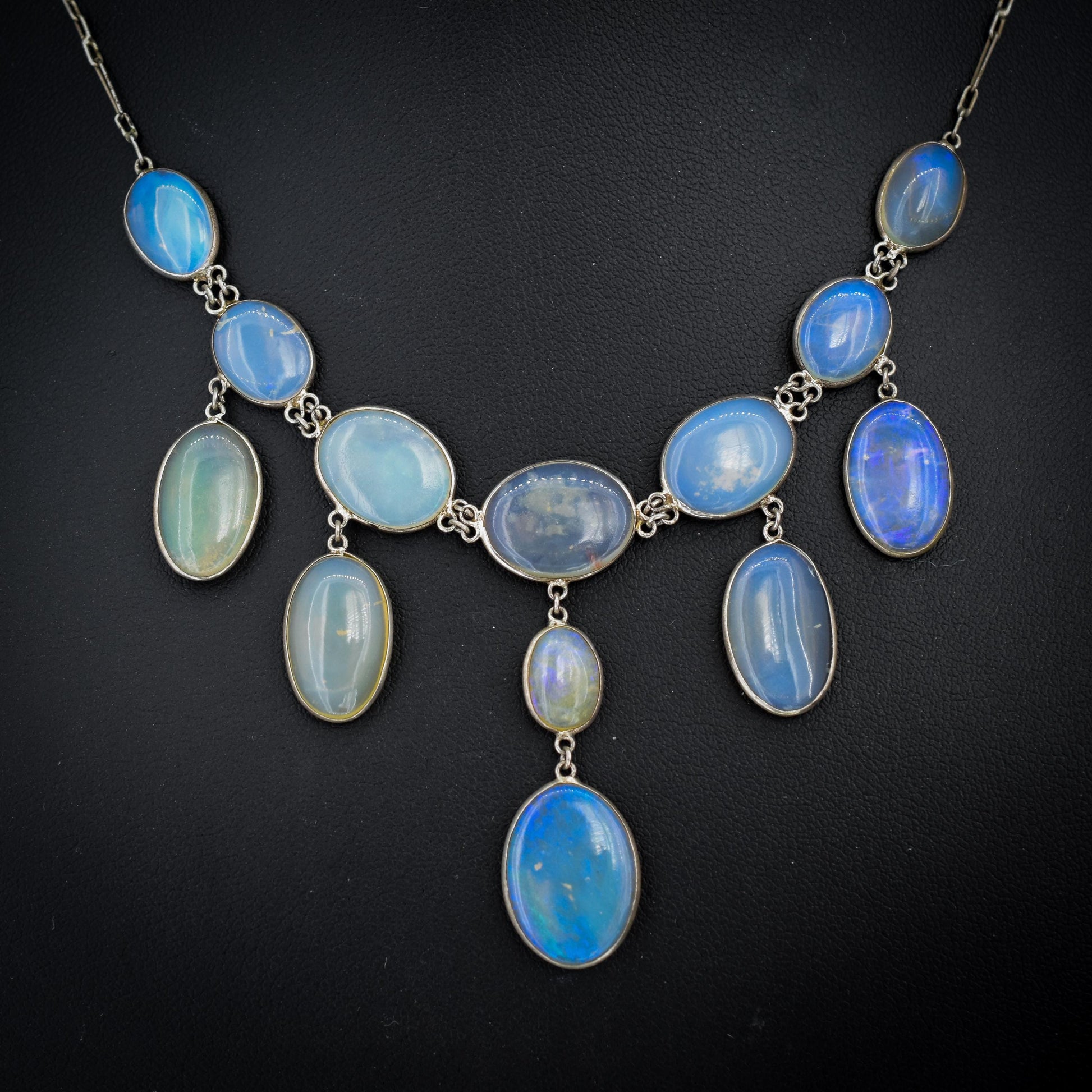 Antique Edwardian Opal Fringe Festoon Necklace | 16"