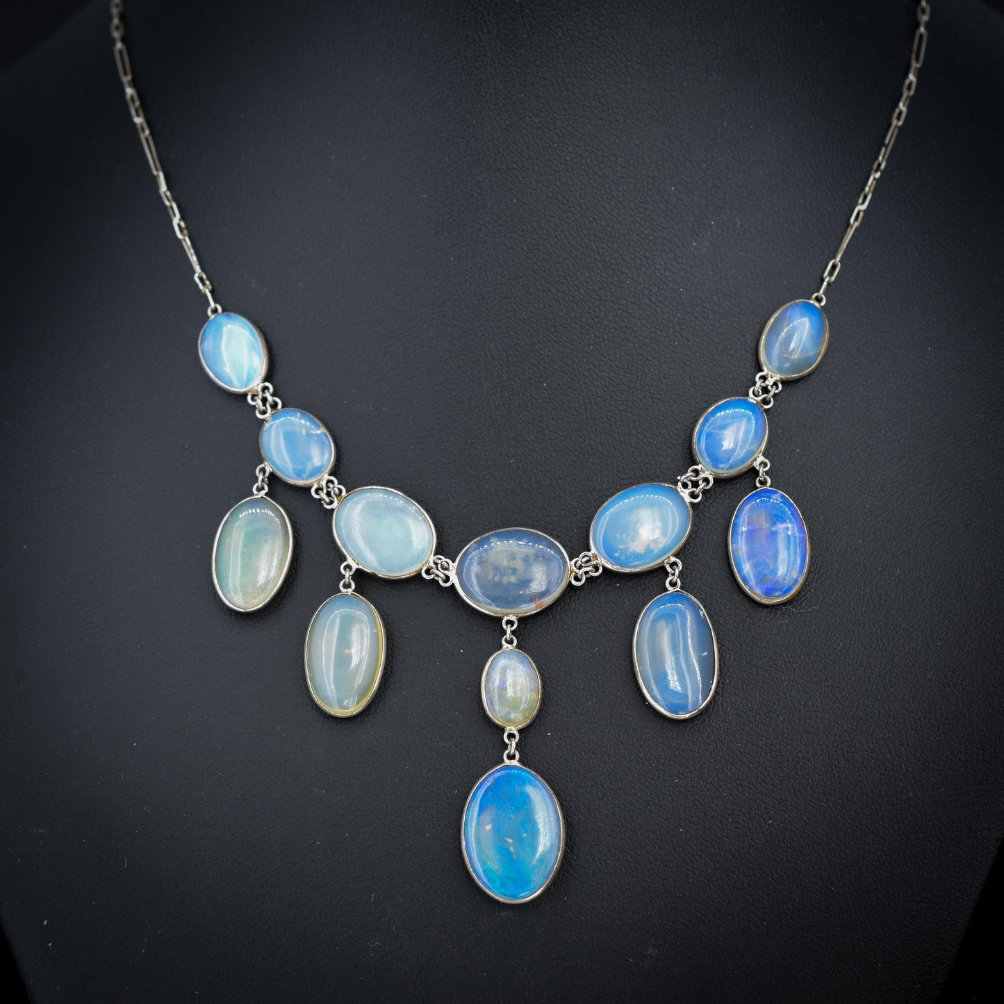 Antique Edwardian Opal Fringe Festoon Necklace | 16"