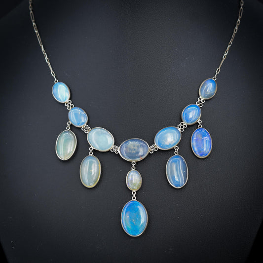 Antique Edwardian Opal Fringe Festoon Necklace | 16"