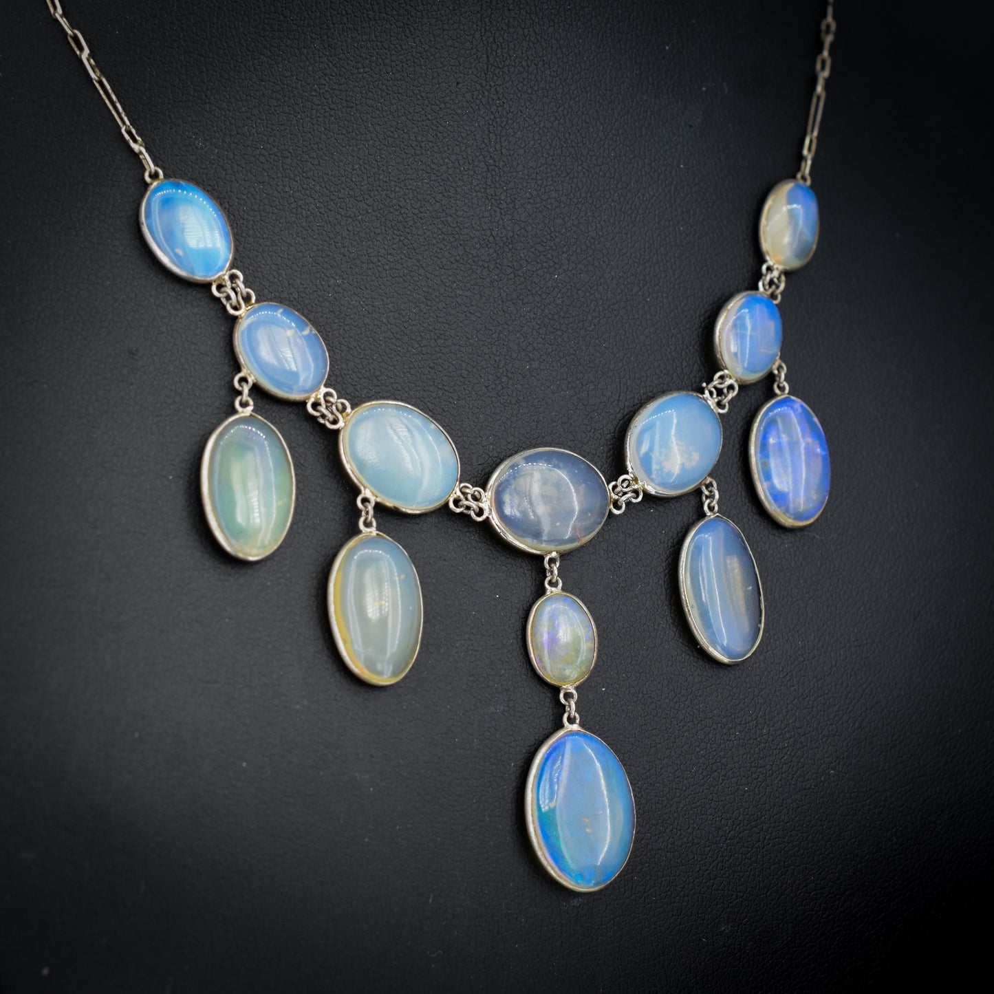 Antique Edwardian Opal Fringe Festoon Necklace | 16"