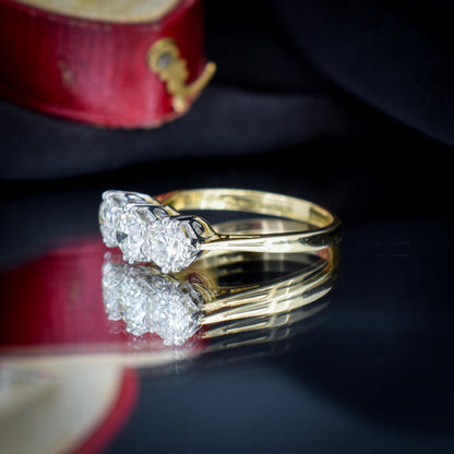 1.60ct Old Cut Diamond Three-Stone 18ct Yellow Gold and Platinum Ring