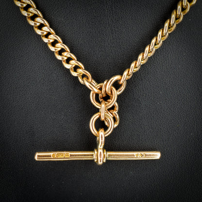 Antique 15.75" 9ct Gold Double Dog Clip Albert Curb Watch Chain Necklace