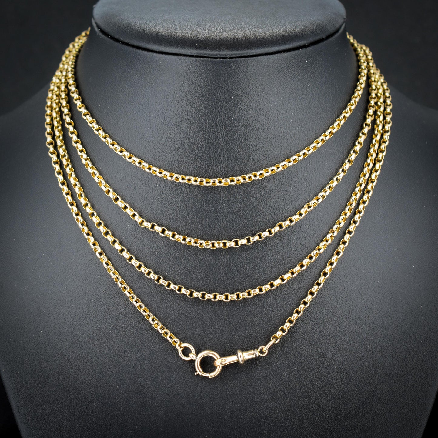 Antique Victorian 9ct Gold Long Guard Chain Necklace (22.7g) 58"