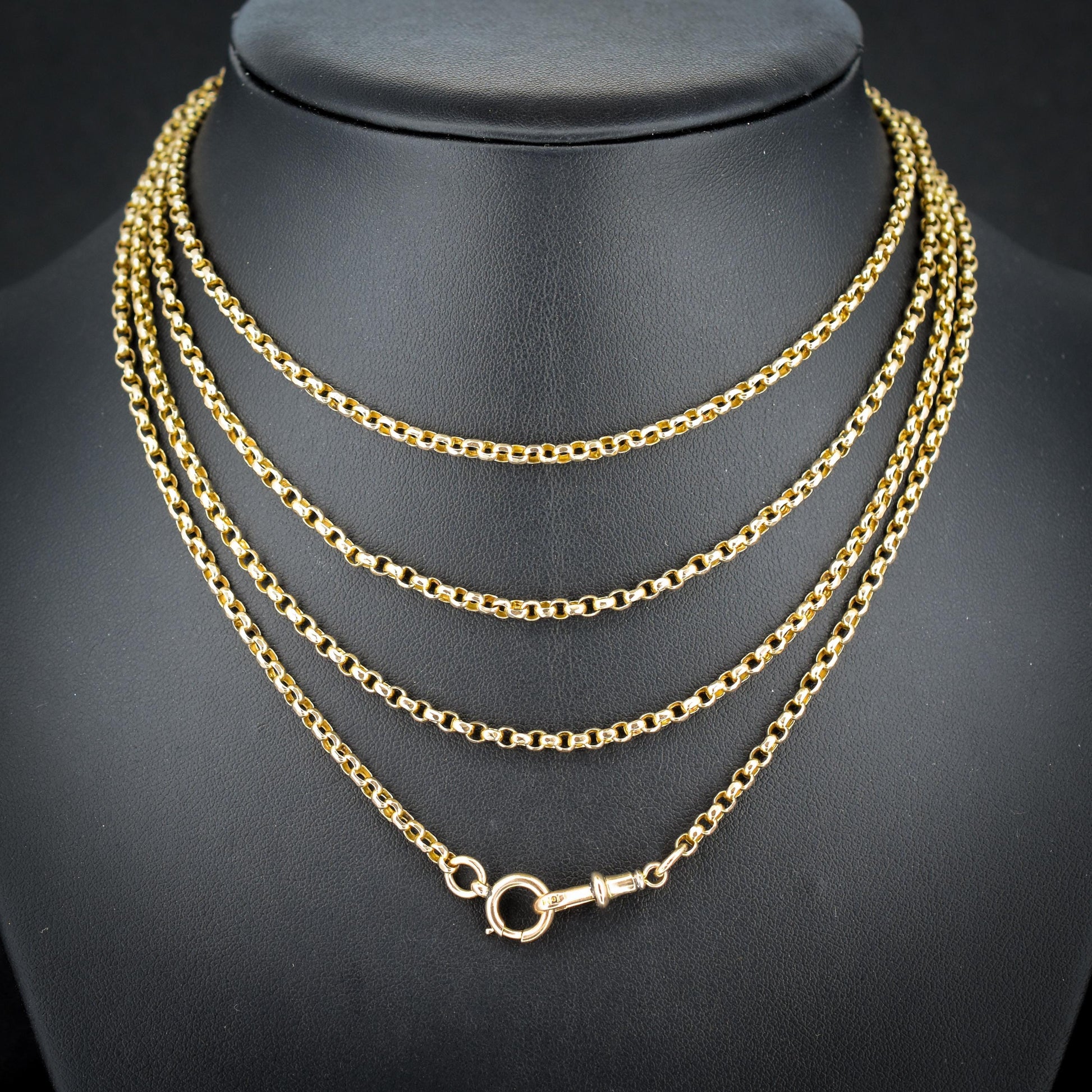 Antique Victorian 9ct Gold Long Guard Chain Necklace (22.7g) 58"