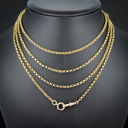 Antique Victorian 9ct Gold Long Guard Chain Necklace (22.7g) 58"
