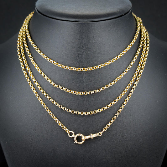 Antique Victorian 9ct Gold Long Guard Chain Necklace (22.7g) 58"