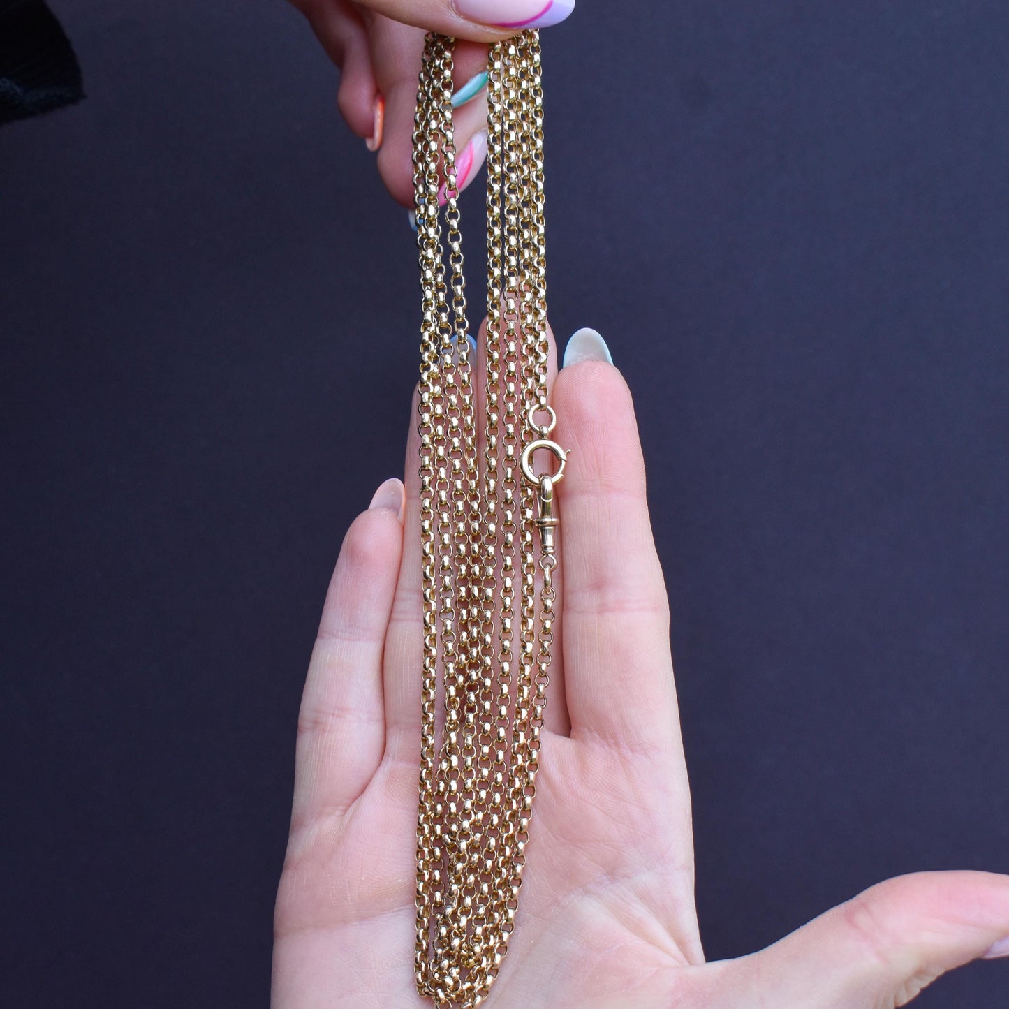 Antique Victorian 9ct Gold Long Guard Chain Necklace (22.7g) 58"
