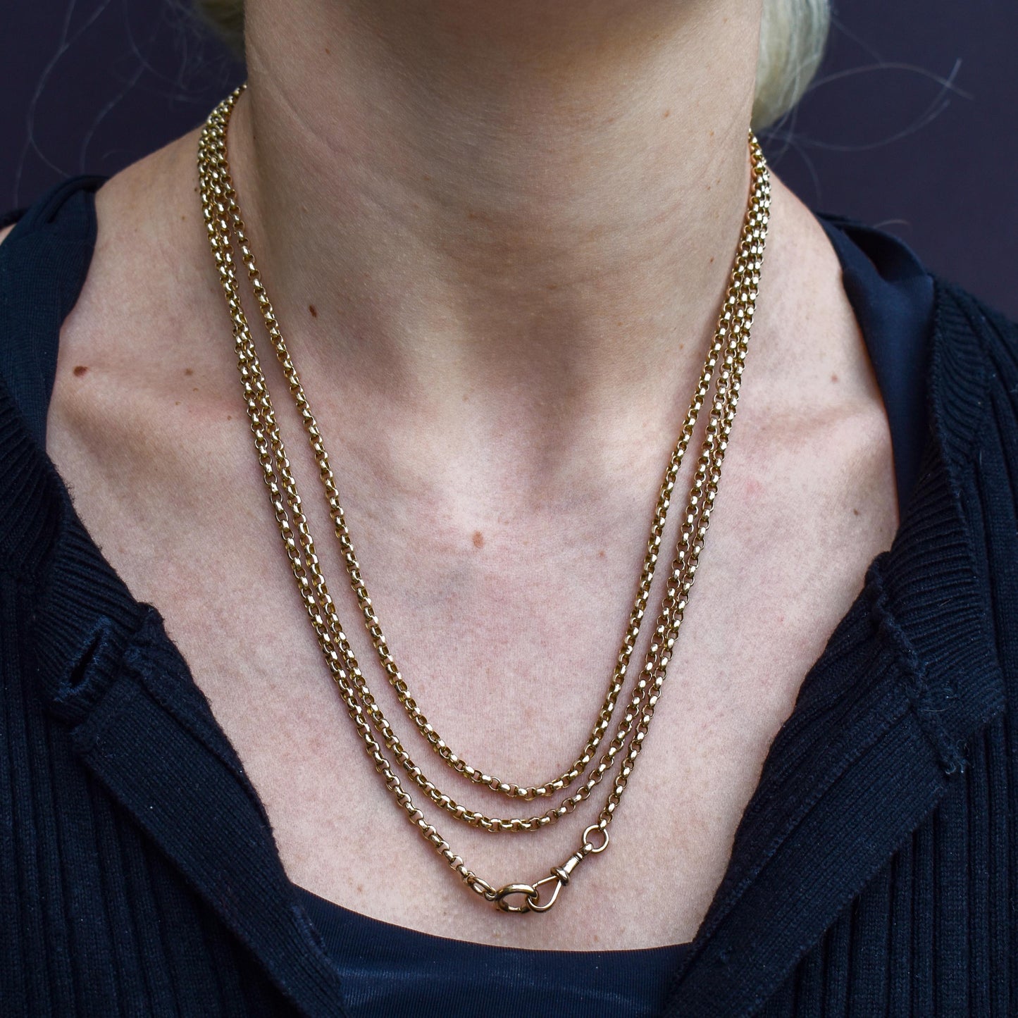 Antique Victorian 9ct Gold Long Guard Chain Necklace (22.7g) 58"